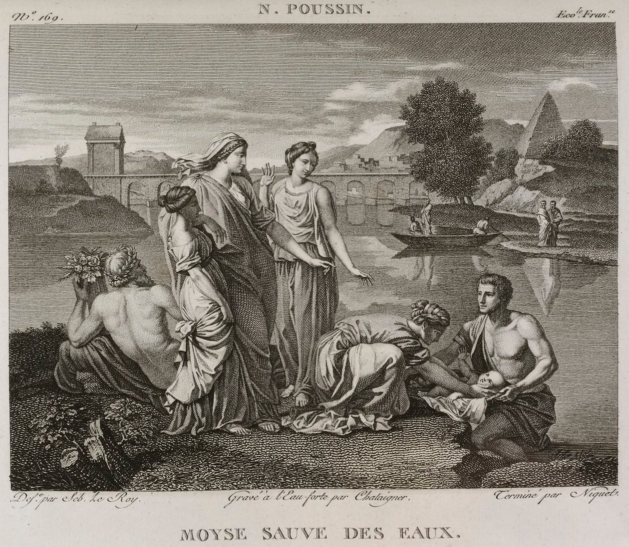Denis-Sébastien Leroy, Chataigner és Niquet - Mózes megmenekül a vízből, Nicolas Poussin után - 1802-1815 alkotó: Denis Sebastien Leroy