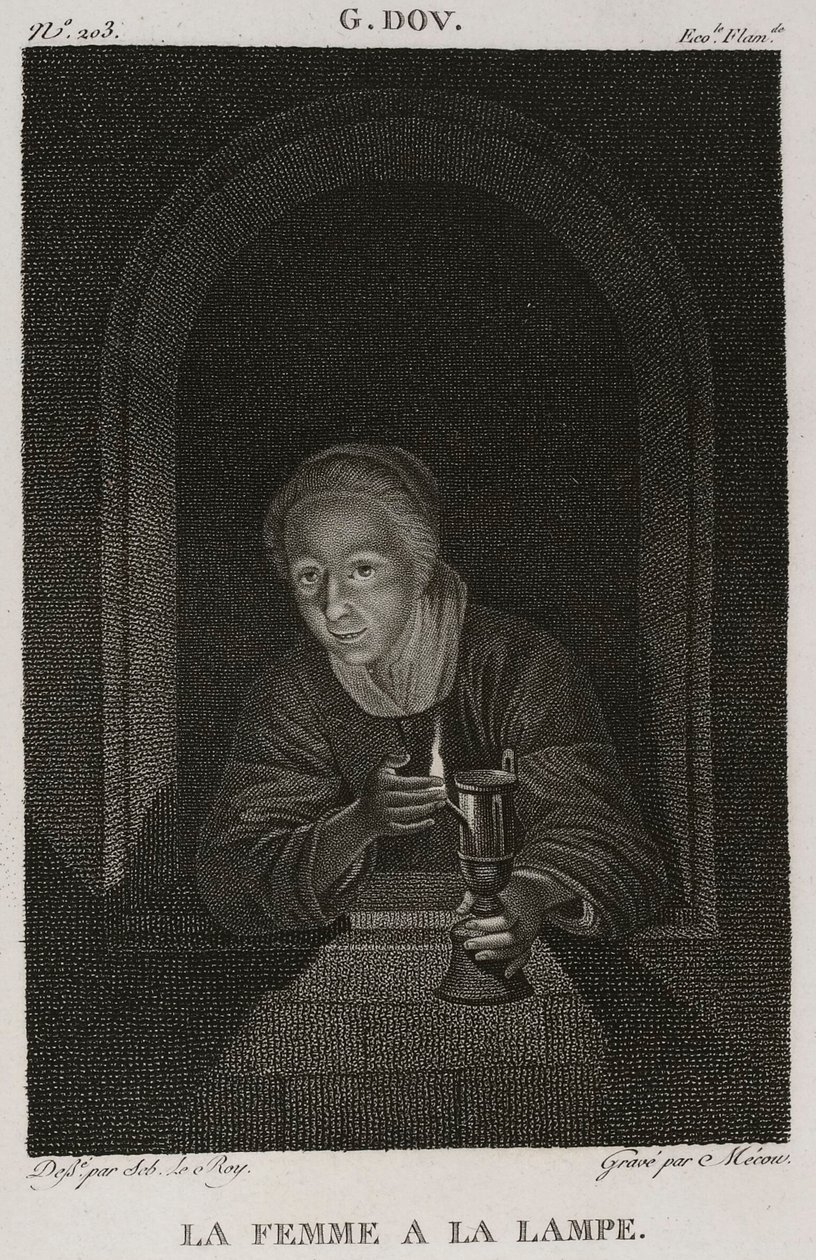 Denis-Sébastien Leroy et Mécou - Nő lámpával, Gerrit Dou után - 1802-1815 alkotó: Denis Sebastien Leroy