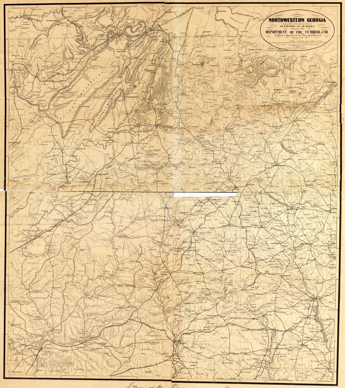 Északnyugat-Georgia (a szomszédos Tennessee és Alabama állam egyes részeivel) a Cumberlandi Minisztérium része alkotó: Denis; United States. War Department. Engineer Bureau Callahan