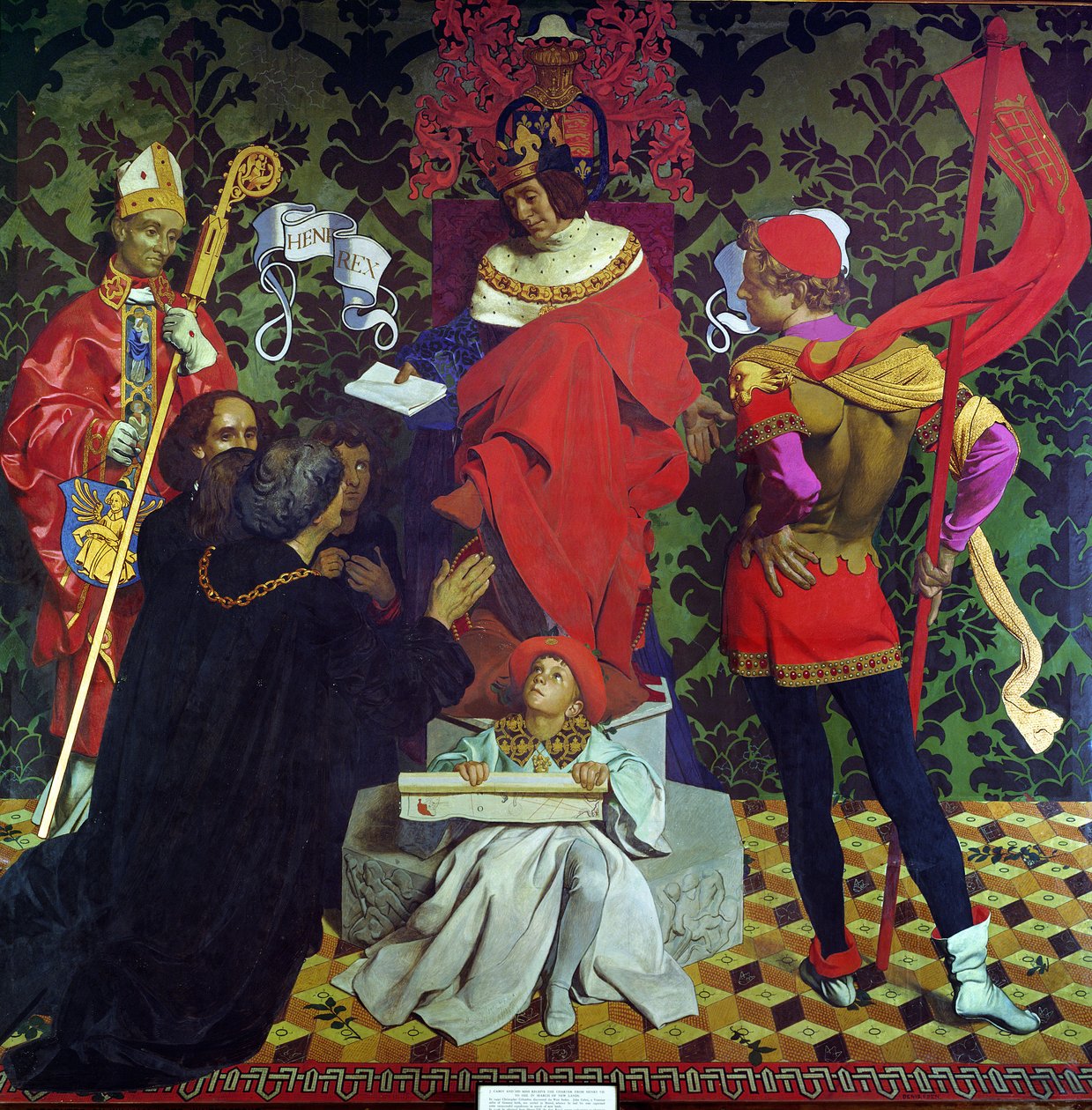 John Cabot és fiai megkapják VII. Henrik chartáját, hogy vitorlázzanak új földeket keresni alkotó: Denis William Eden