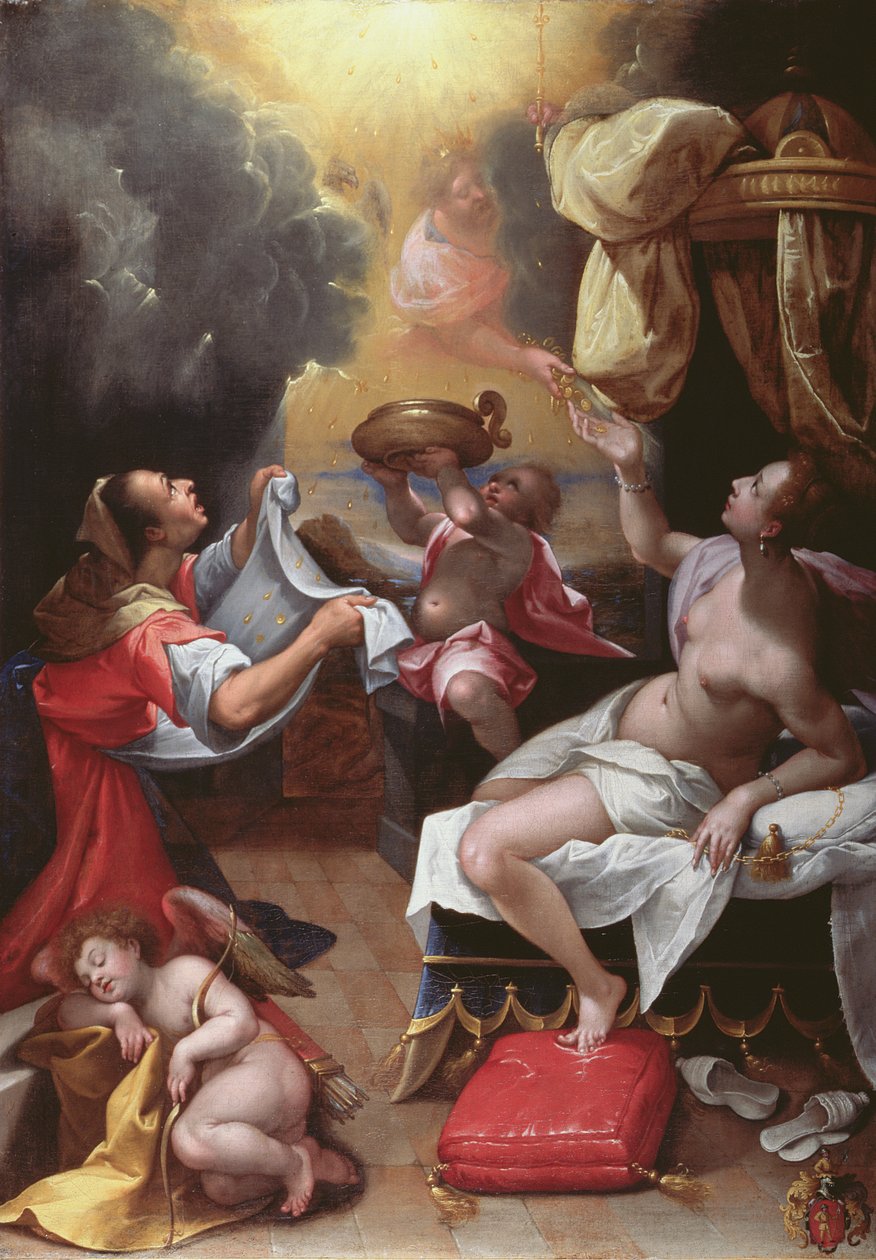 Danae (olaj, vászon) alkotó: Denys Calvaert or Calvart