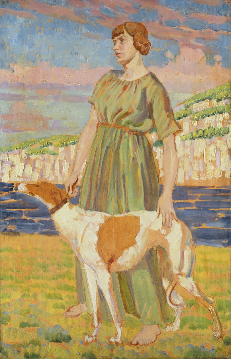 Lipczinski Erzsébet portréja Fanny kutyájával, 1911-12 alkotó: Derwent Lees