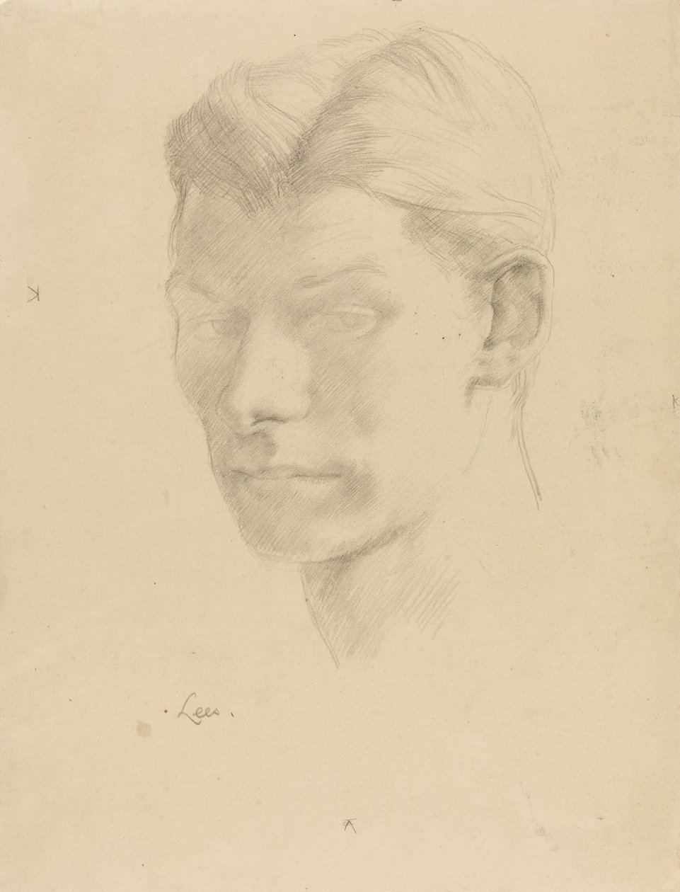 Férfiportré, 1906-08 körül (ceruza, papír) alkotó: Derwent Lees