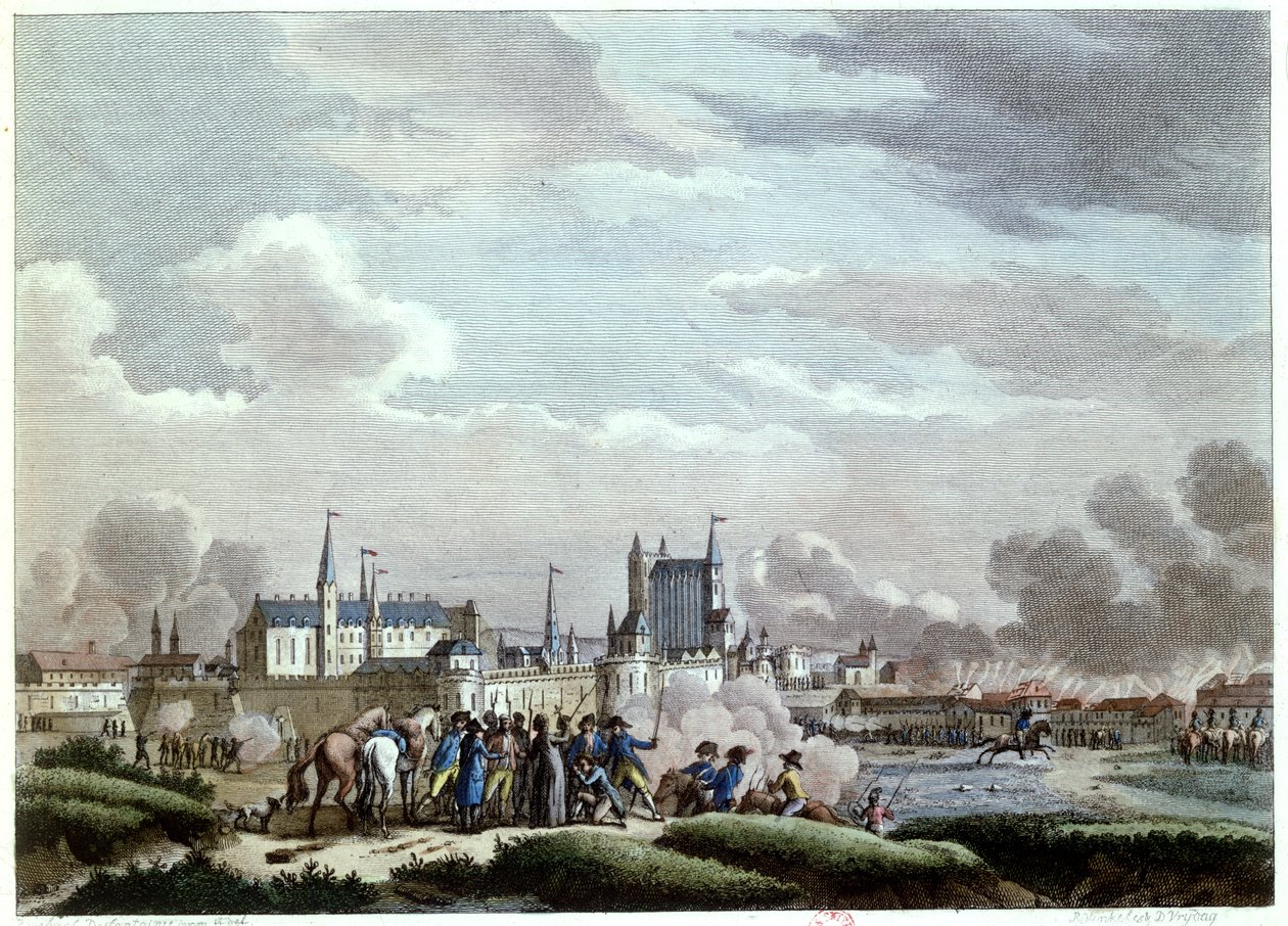 A vendeai felkelők támadása Nantes ellen 1793. június 27-29., 1800 (színes metszet) alkotó: Desfontaines