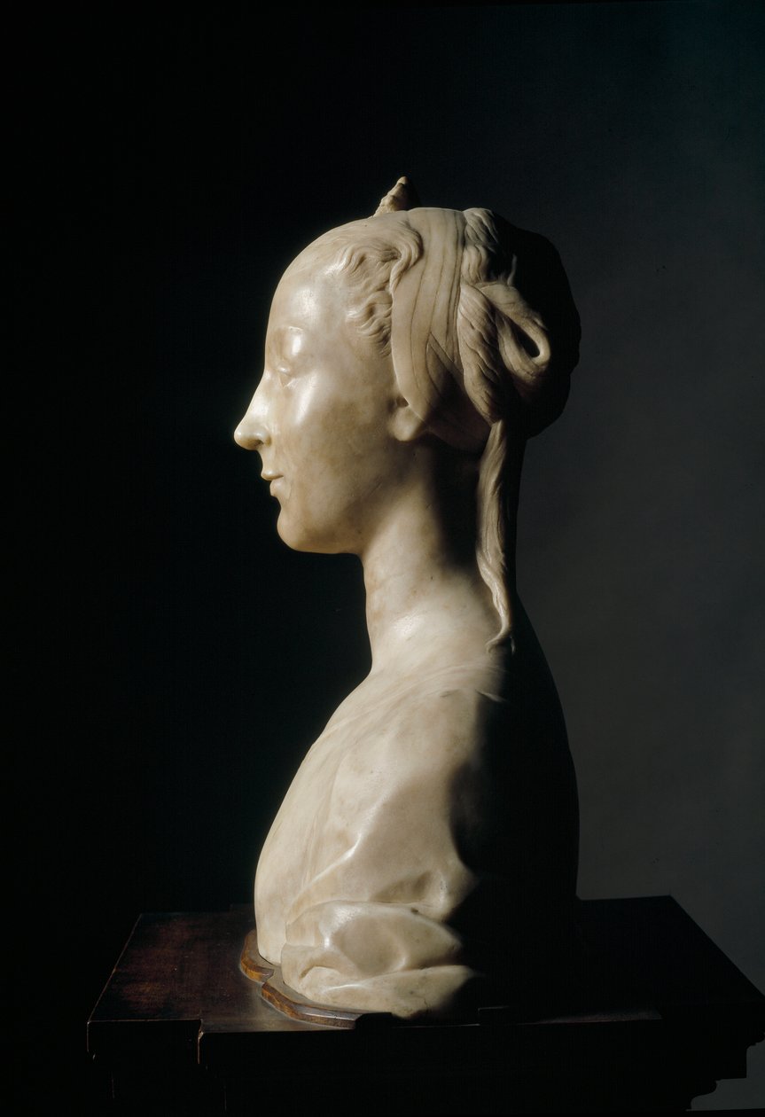 Fiatal hölgy mellszobra Desiderio da Settignano (kb. 1430-1464) márványszobra, 146 cm, Firenze, Bargello Nemzeti Múzeum alkotó: Desiderio da Settignano