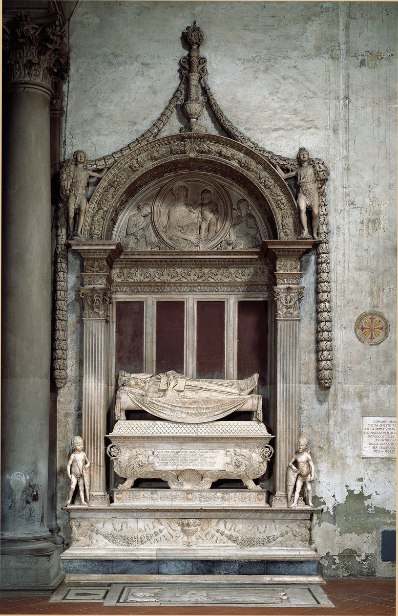 Carlo Marsuppini (1399-1453), a Firenzei Köztársaság kancellárjának sírja, Desiderio da Settignano (kb. 1430-1464), 1453 körül. Firenze, Chiesa di Santa Croce alkotó: Desiderio da Settignano
