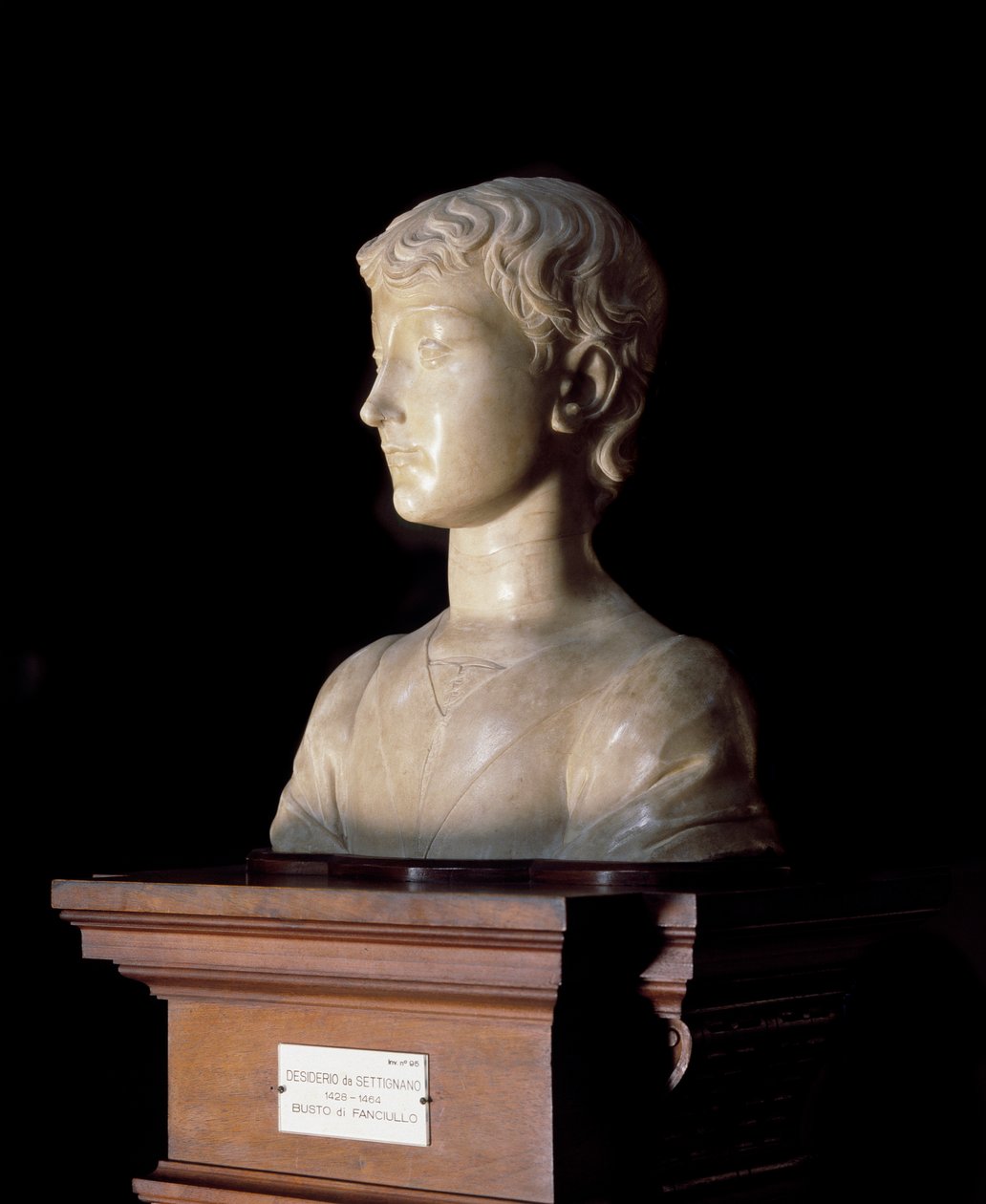 Fiatal férfi Desiderio da Settignano szobra (kb. 1430-1464) 1450-1455 Mérete 40x34,5 cm Firenze, Bargello Nemzeti Múzeum alkotó: Desiderio da Settignano