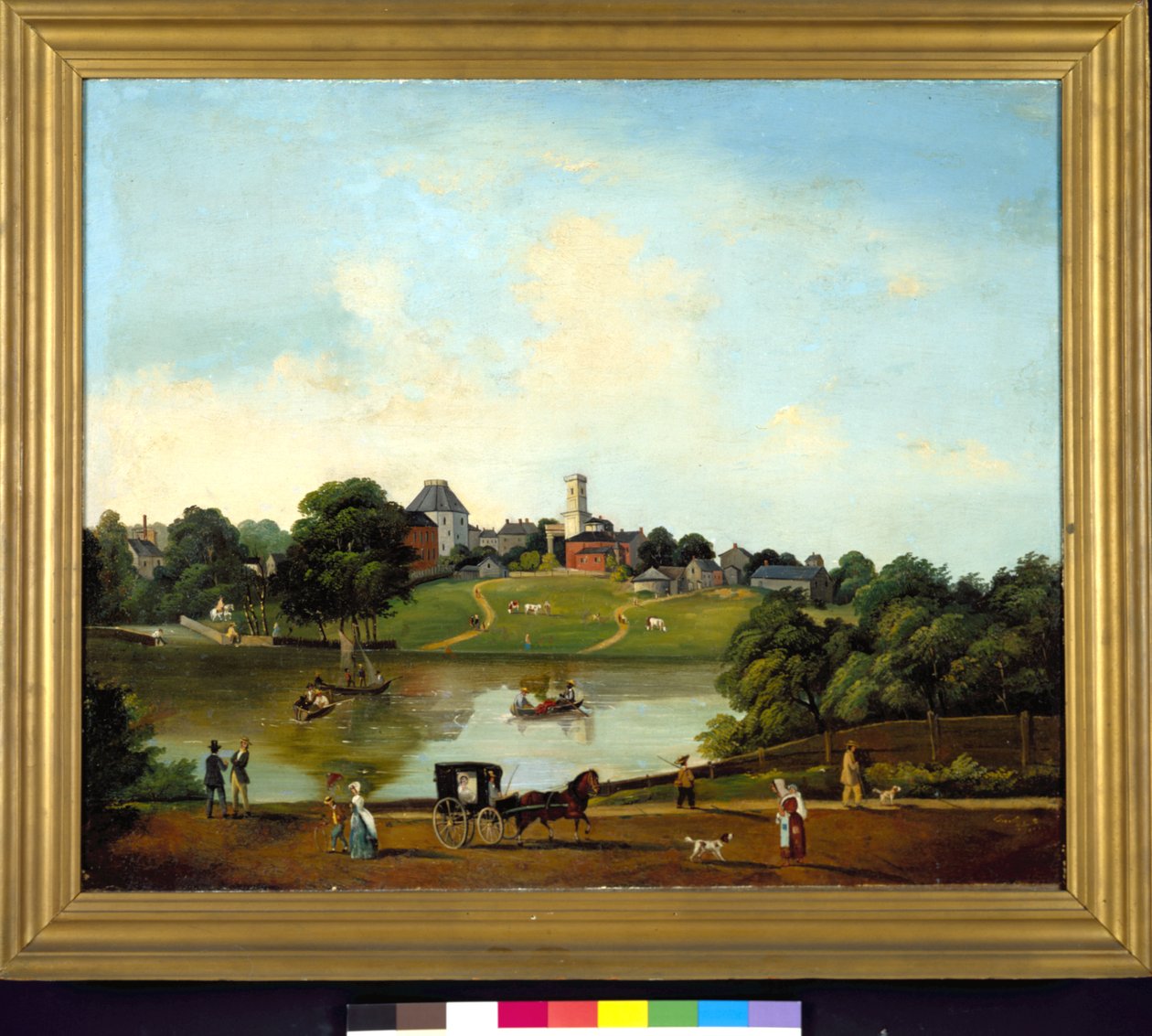 A Chouteau -tó, St. Louis három nézetének egyike, vándorló francia művész, Desire Barbier alkotó: Desire Barbier