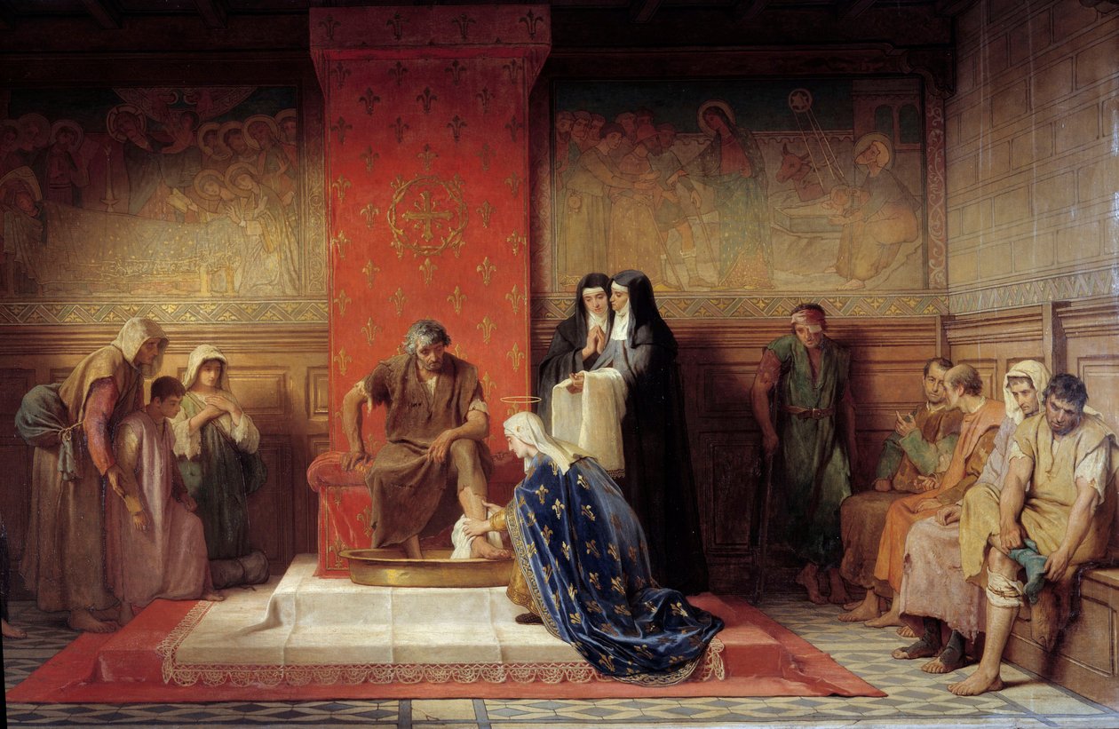 Francia Szent Erzsébet (Szent Lajos nővére) megmosta a szegények lábát Desire Laugee festménye (1823-1896) 1865 alkotó: Desire Francois Laugee