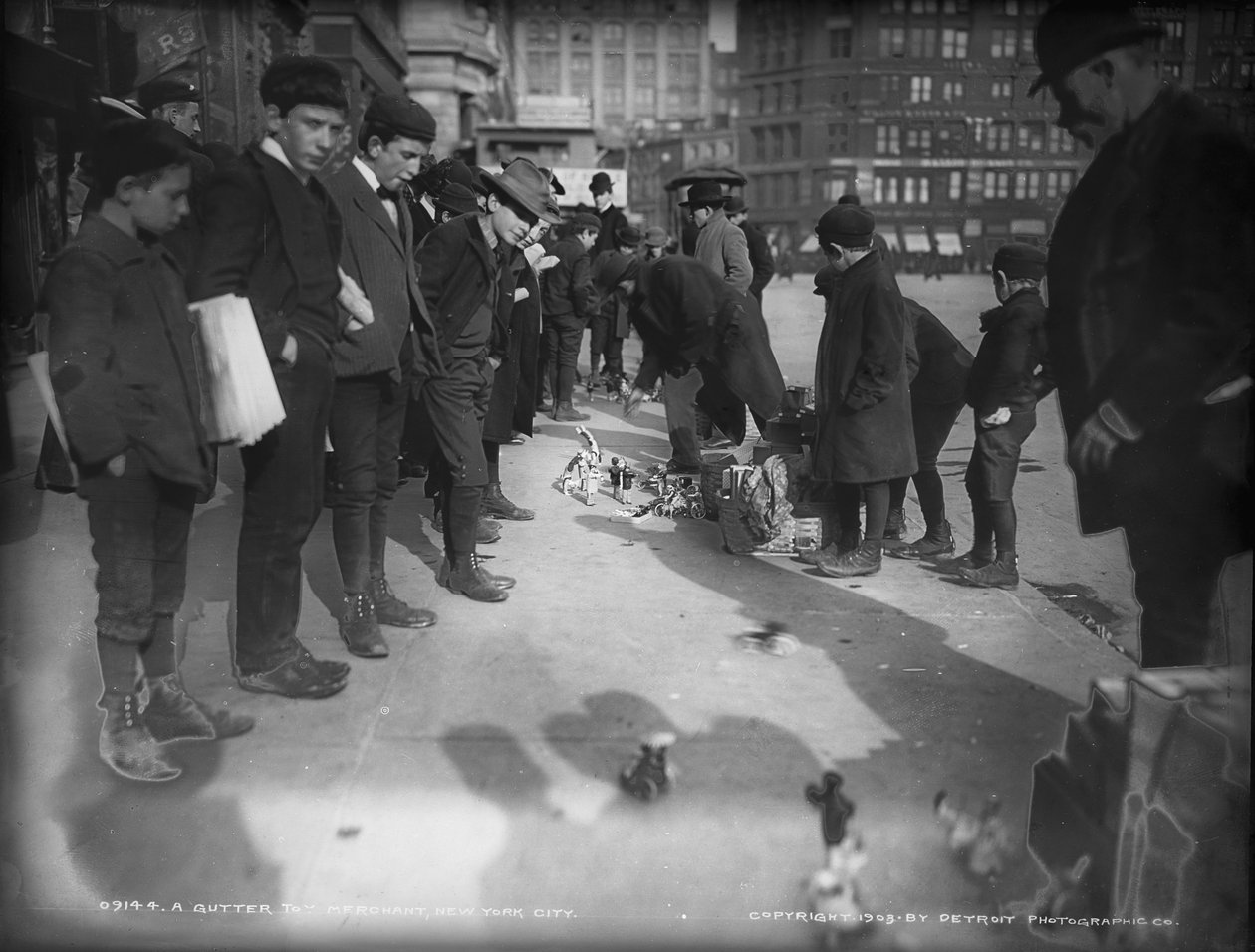 Egy ereszcsatornás játékkereskedő, New York City, 1903 alkotó: Detroit Publishing Co.
