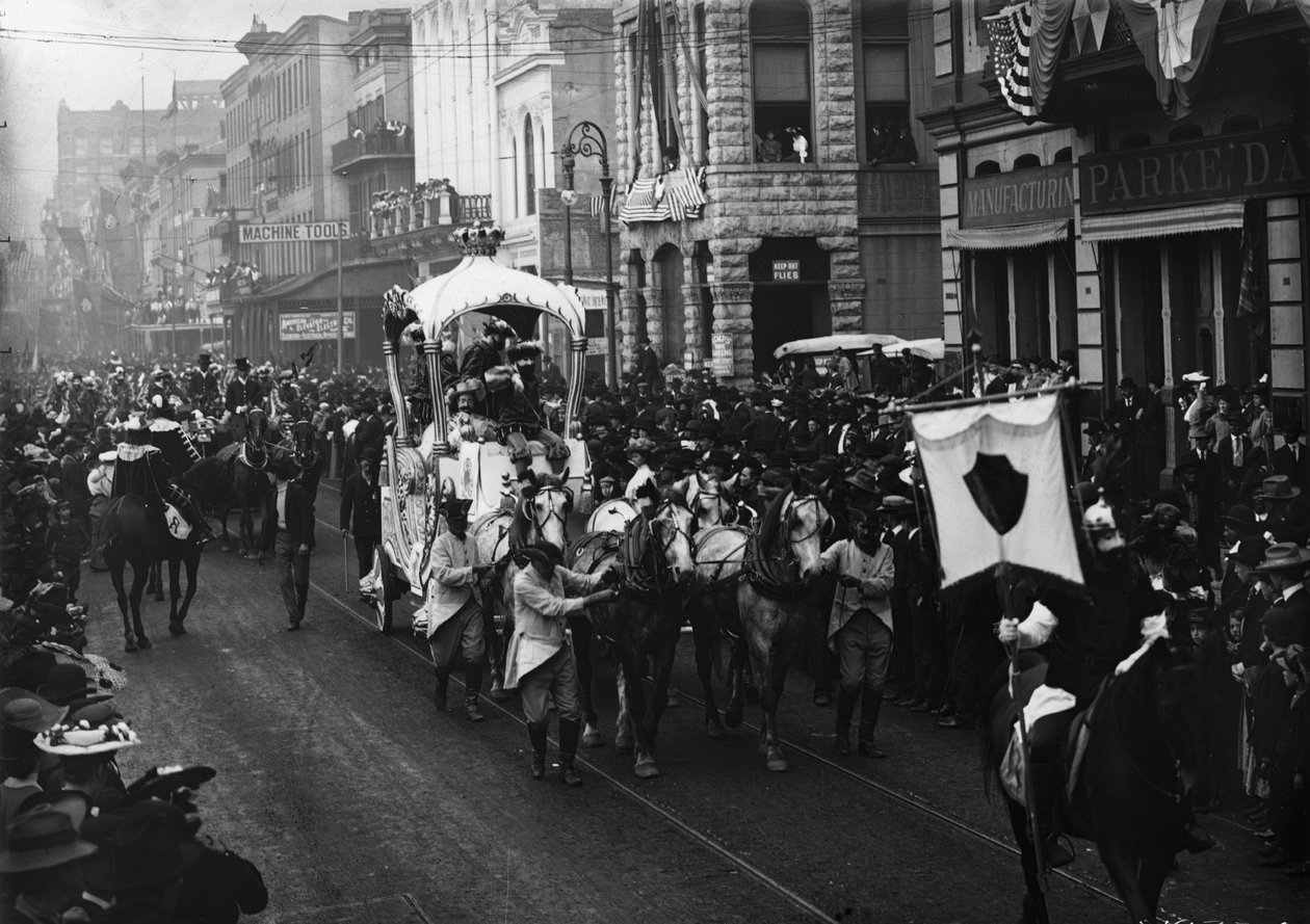 Mardi Gras Day, Rex elhalad a Camp Street mellett, New Orleans, 1900-2006 alkotó: Detroit Publishing Co.