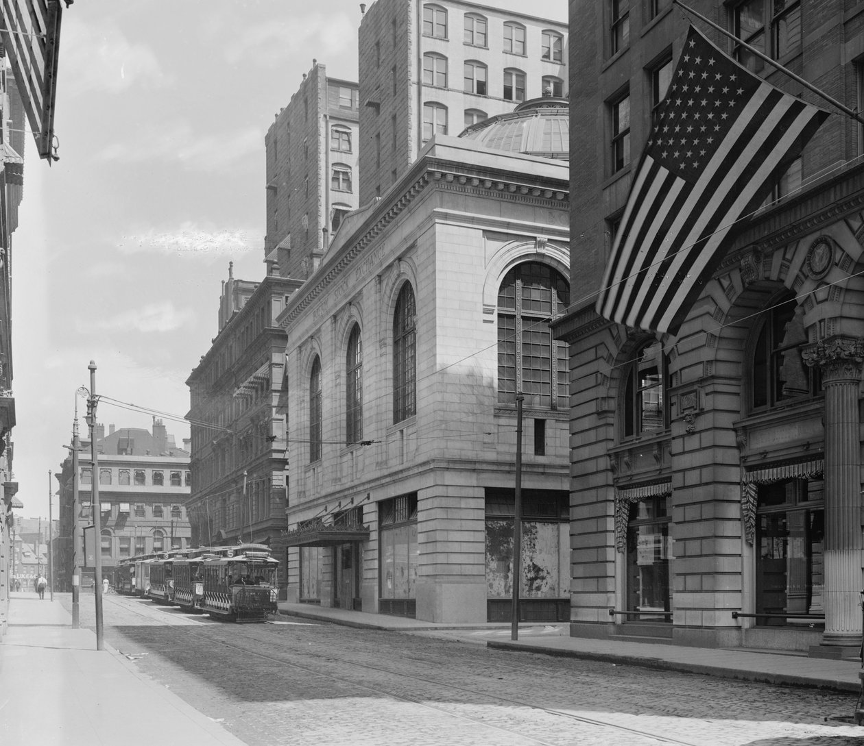 A tőzsde, Congress Street, Boston, Massachusetts, 1910-20 körül alkotó: Detroit Publishing Co.
