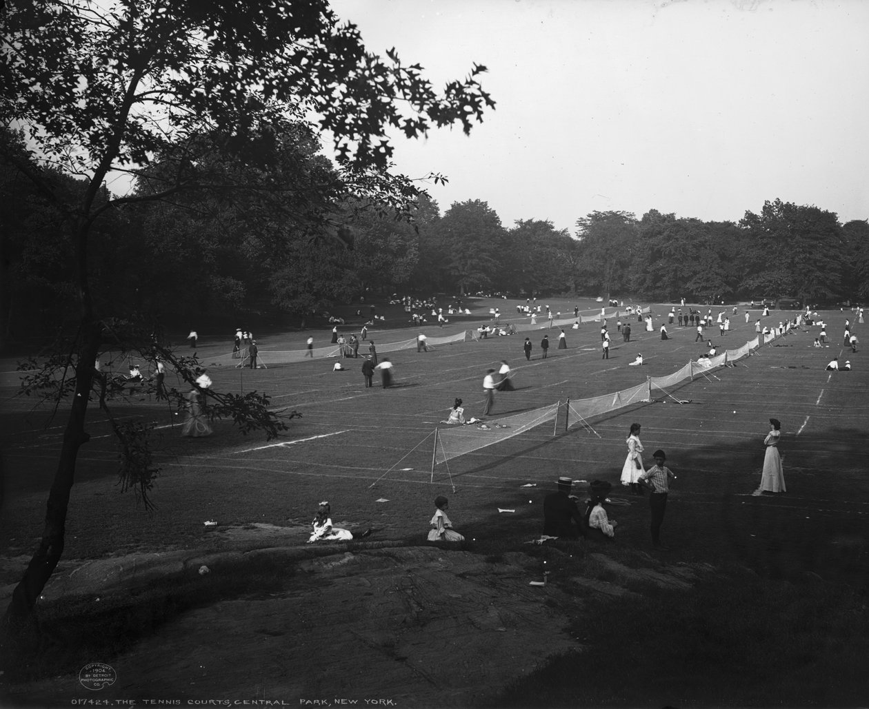 A teniszpályák, Central Park, New York, 1904 körül alkotó: Detroit Publishing Co.