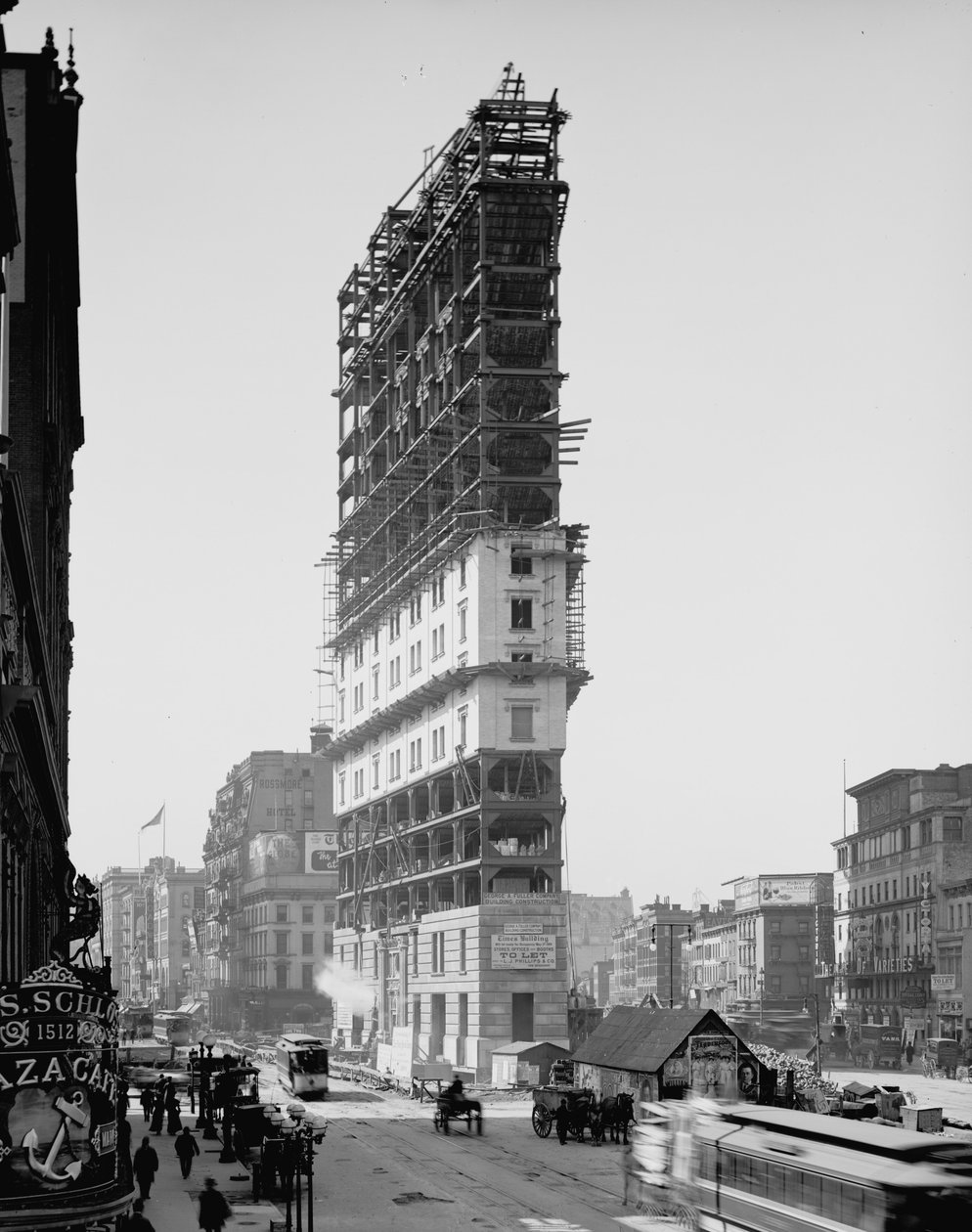Times Building építés alatt, New York, New York, 1903 körül alkotó: Detroit Publishing Co.