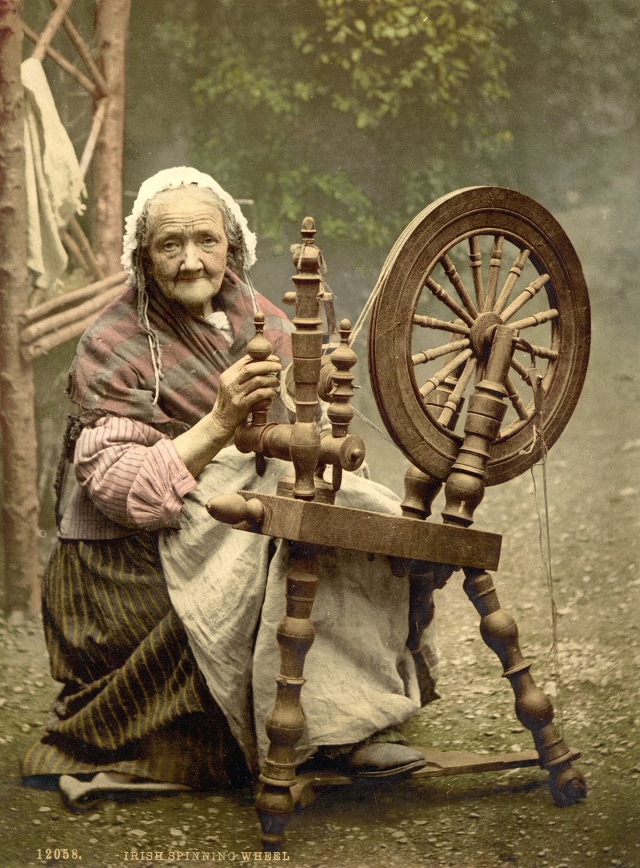 Irish Spinning Wheel, Galway megye, 1890 alkotó: Detroit Photographic Co.