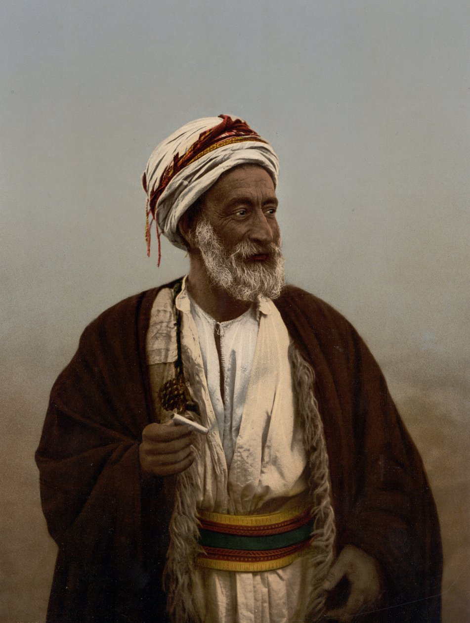 Egy palesztinai falu sejkje, Szentföld, 1890 körül – 1900 körül (fényképnyomat) alkotó: Detroit Photographic Co.