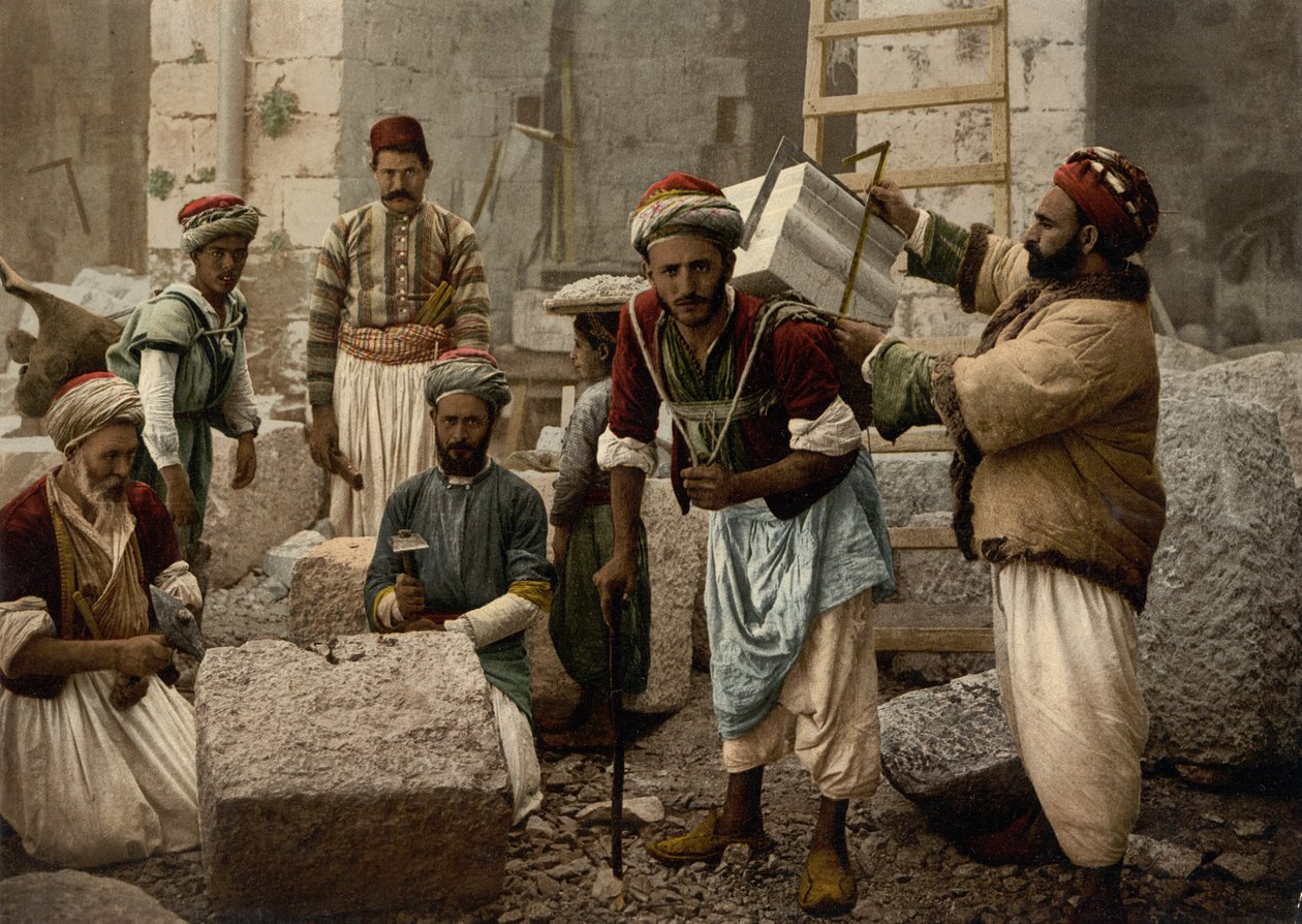Kővágók, Jeruzsálem, 1890 körül – 1900 körül (fotokróm nyomat) alkotó: Detroit Photographic Co.