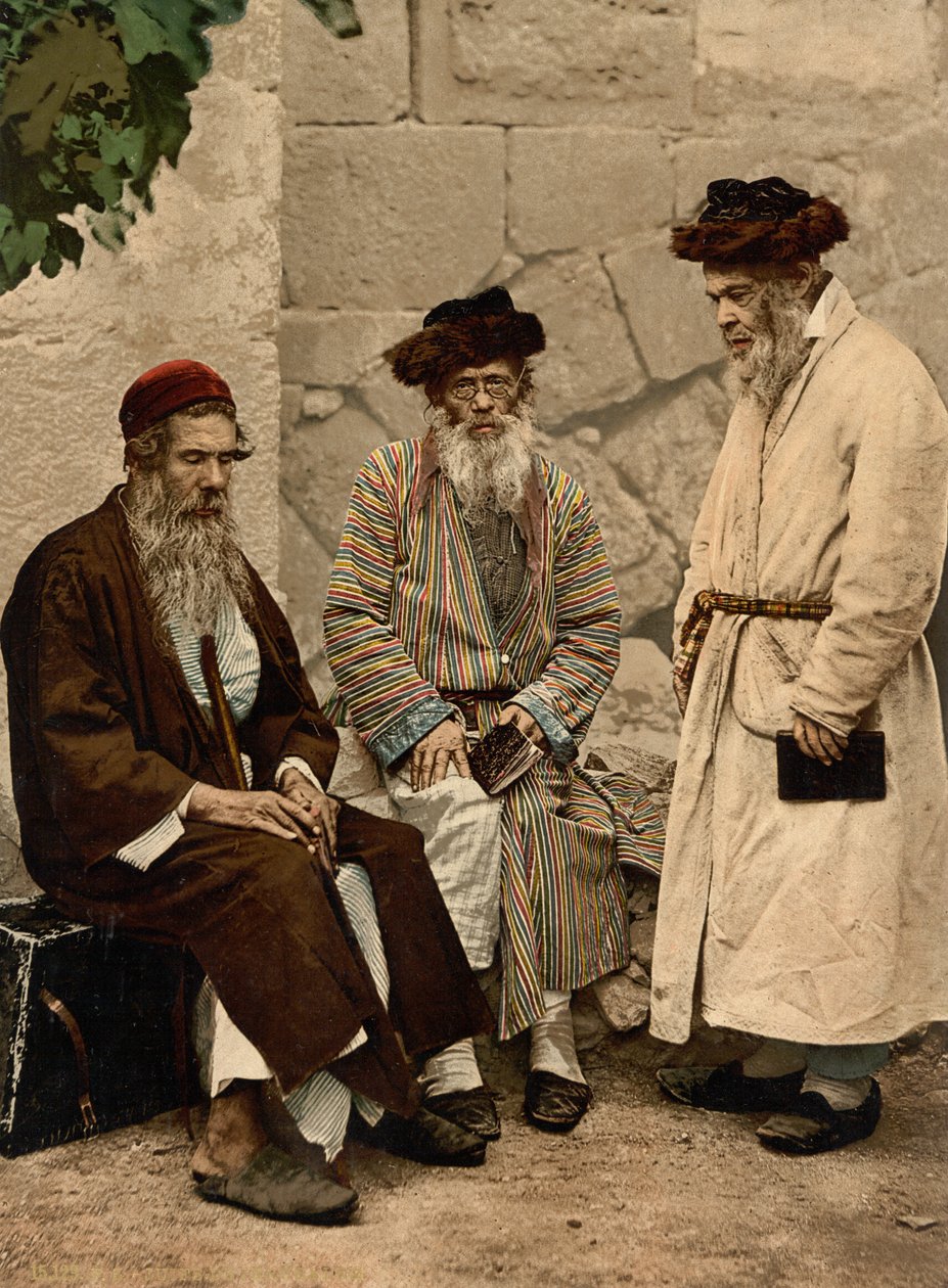 A zsidók típusai Jeruzsálemben, Szentföldön, 1890 körül - 1900 körül (fotokróm nyomat) alkotó: Detroit Photographic Co.