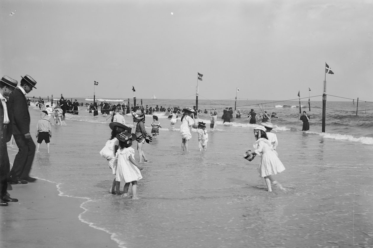 Beach Scene, Rockaway, New York City, USA, 1905 körül alkotó: Detroit Publishing Co.
