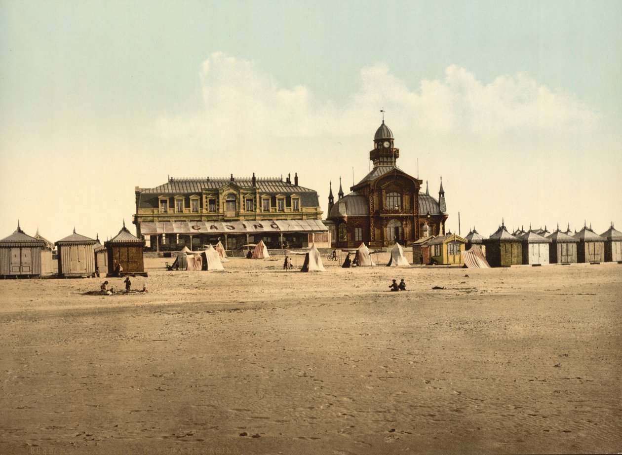 Beach and Casino, Calais, Franciaország, 1900 körül alkotó: Detroit Publishing Co.