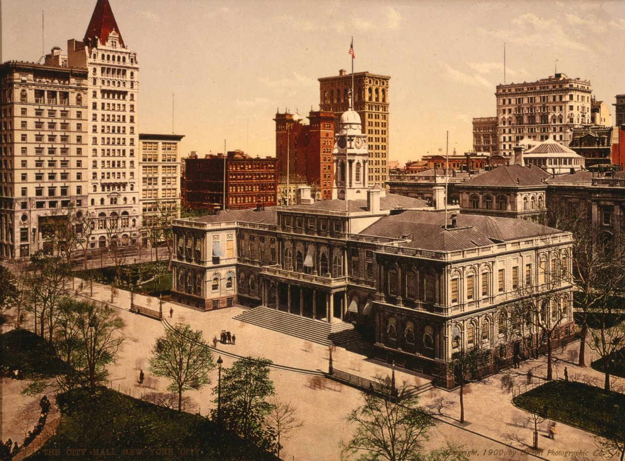Városháza, New York City, USA, 1900 körül alkotó: Detroit Publishing Co.