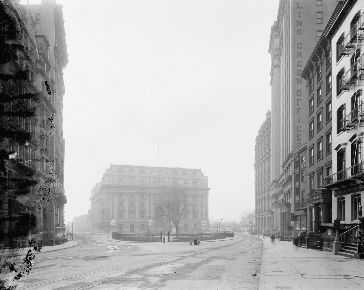 Custom House és Bowling Green, New York, N.Y., 1907-10 körül alkotó: Detroit Publishing Co.
