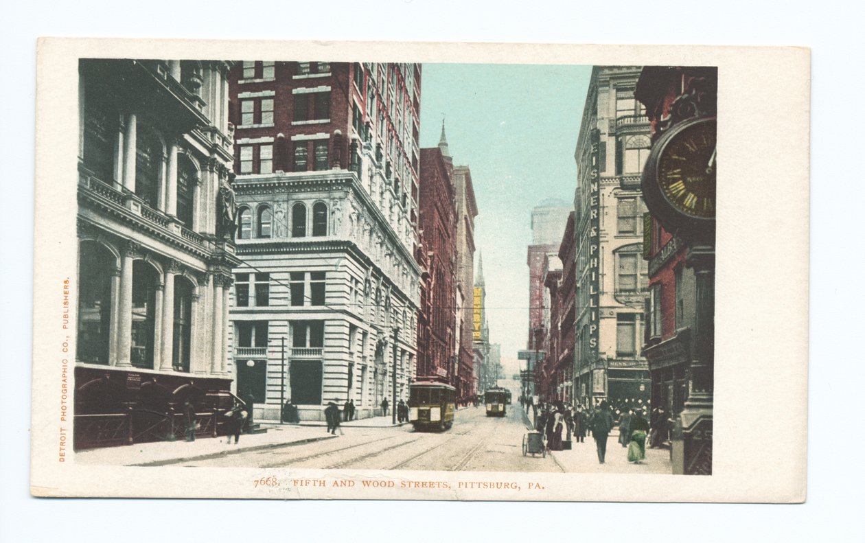 Fifth and Wood Streets, Pittsburgh, Pa. alkotó: Detroit Publishing Co.