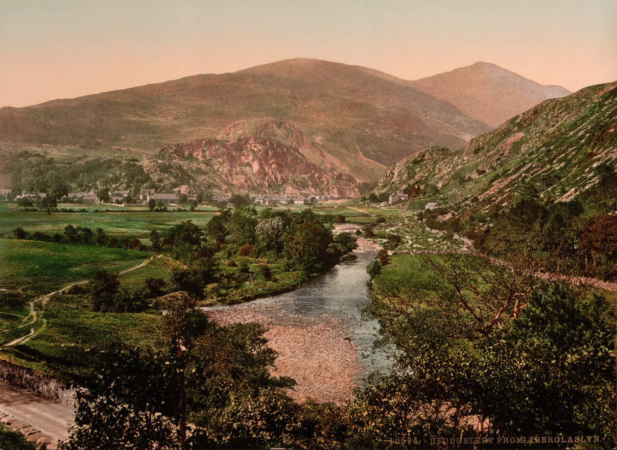 Aberglasyn, Beddgelert, Wales, 1890-1900 körül (fotokróm nyomat) alkotó: Detroit Publishing Co.