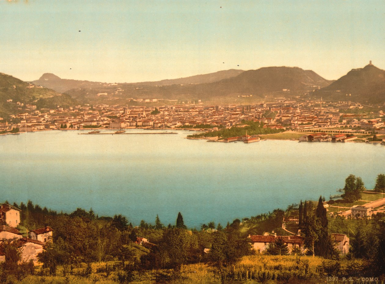 General View, Como, Comói-tó, Olaszország, 1900 körül alkotó: Detroit Publishing Co.