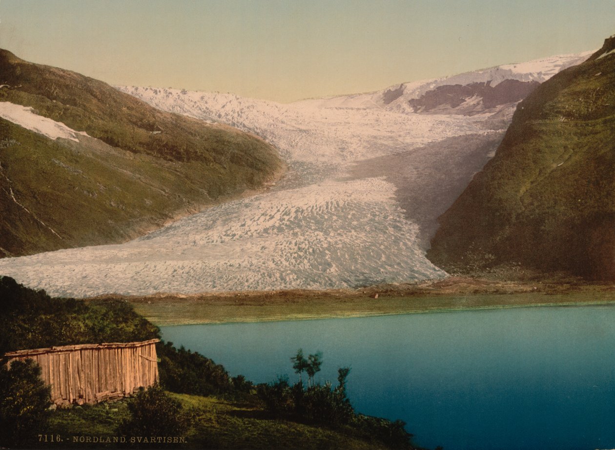 Glacier, Svartisen, Norvégia, Photochrome Print, 1900 körül alkotó: Detroit Publishing Co.