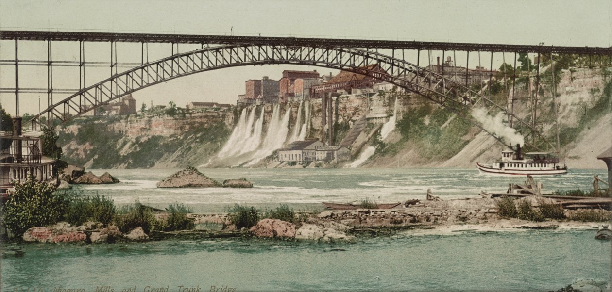 Niagara, malmok és Grand Trunk Bridge, 1900 körül alkotó: Detroit Publishing Co.