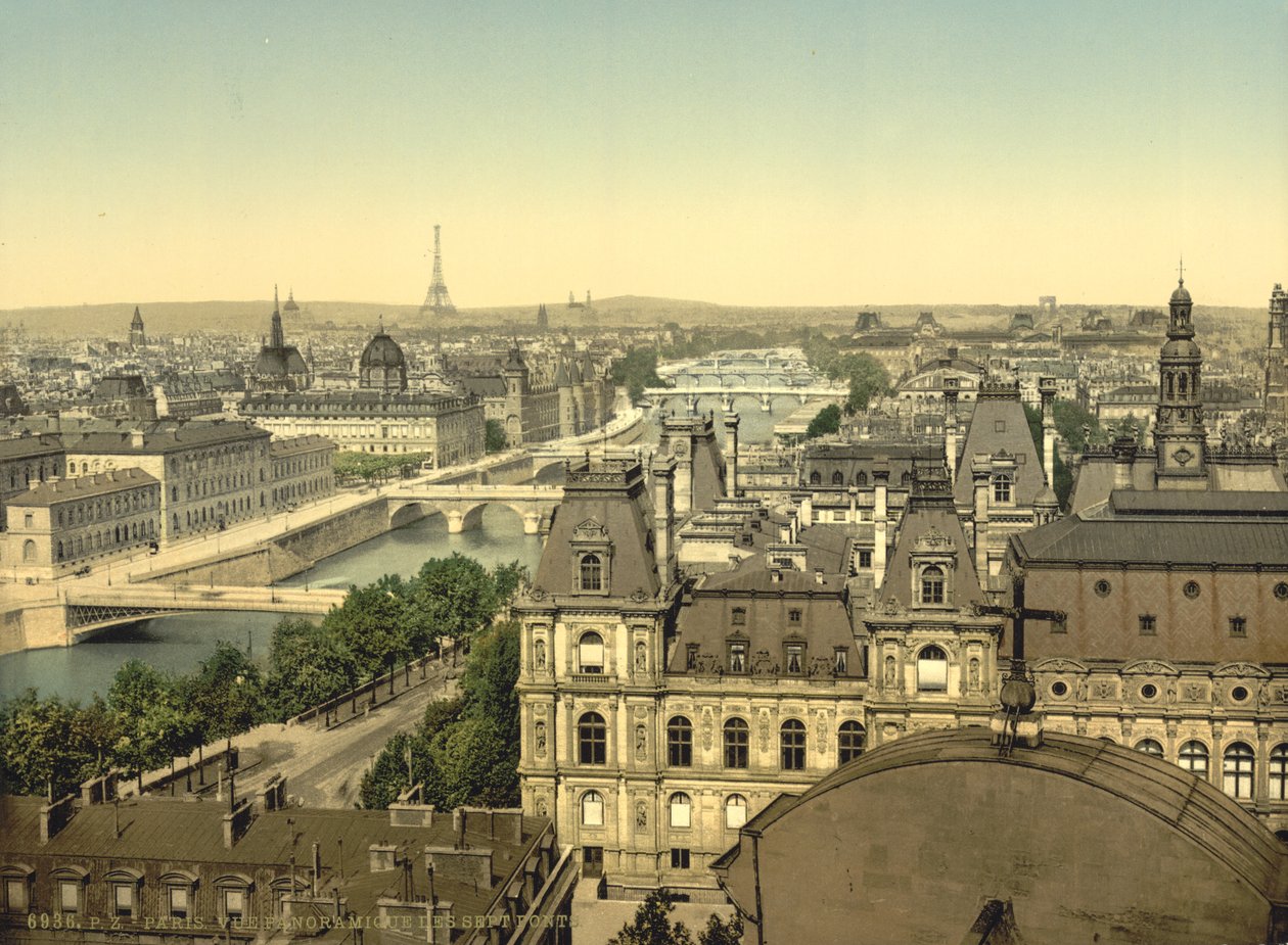 Panoráma a hét hídra, Párizs, 1890 körül alkotó: Detroit Publishing Co.