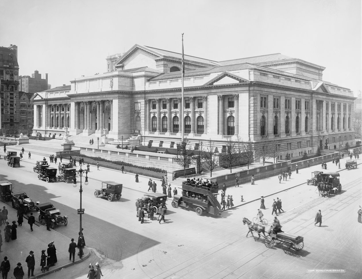 Public Library Building, New York City, USA, 1915 körül alkotó: Detroit Publishing Co.