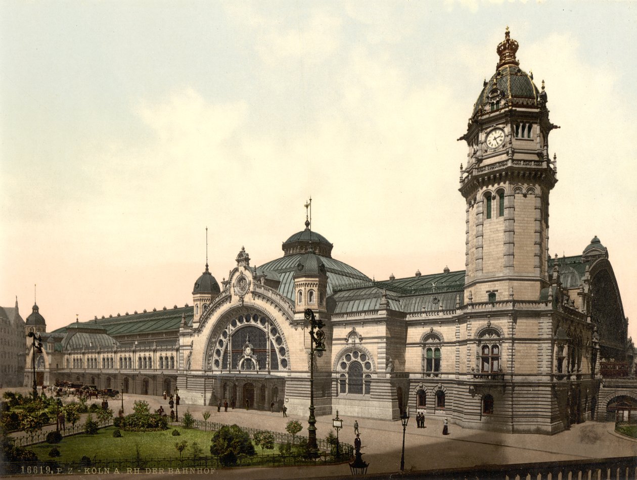 Pályaudvar, Köln, Németország, 1900 körül alkotó: Detroit Publishing Co.