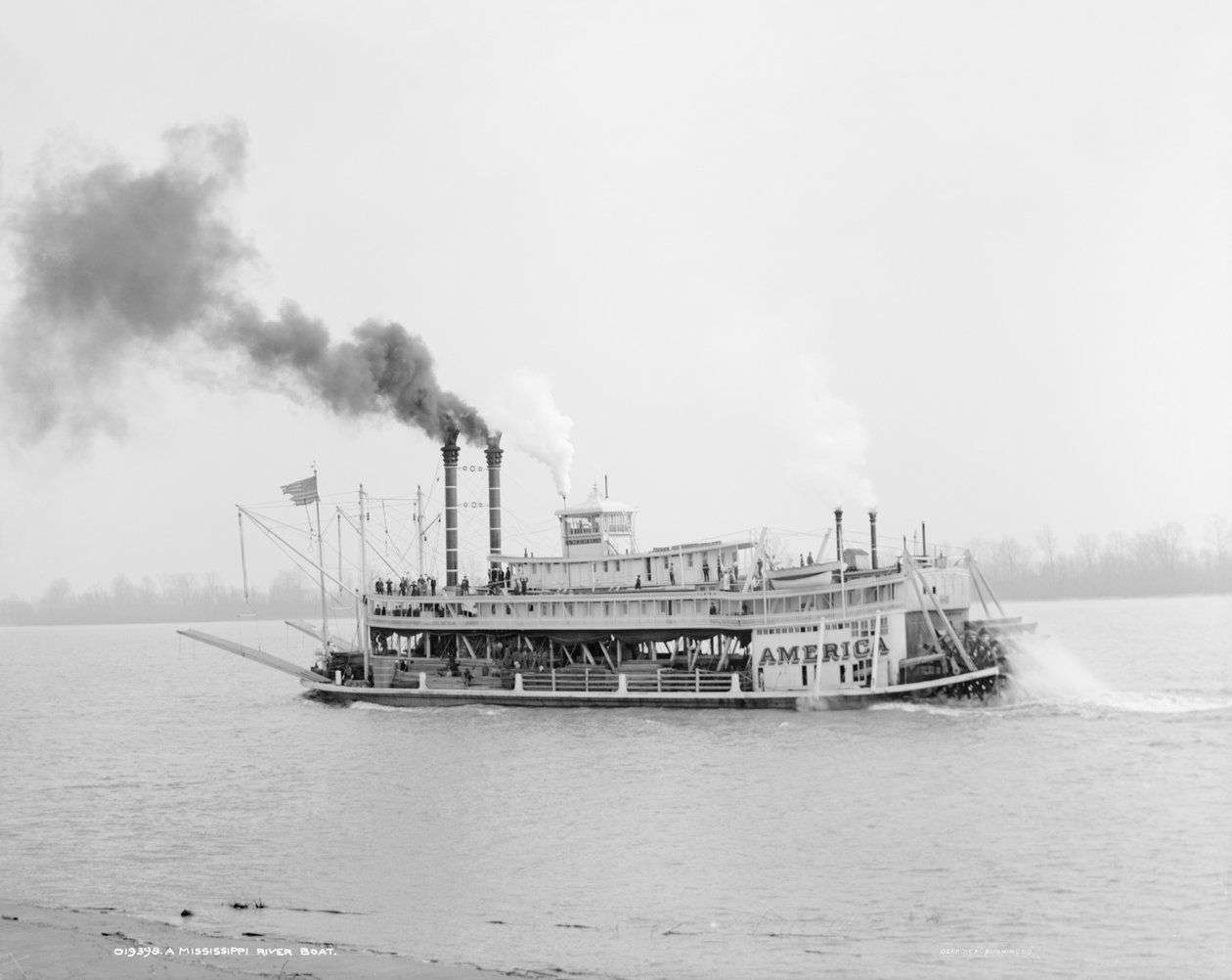 River Boat, Mississippi River, USA, 1906 körül (f/w fotó) alkotó: Detroit Publishing Co.