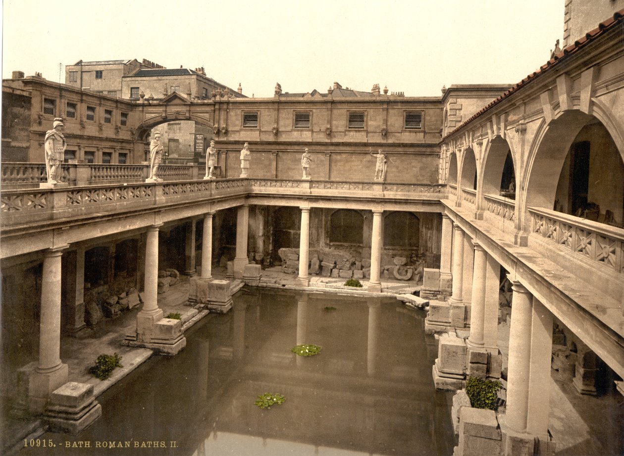 Római fürdő és apátság, Bath, 1890-1900 körül (fotokróm nyomat) alkotó: Detroit Publishing Co.