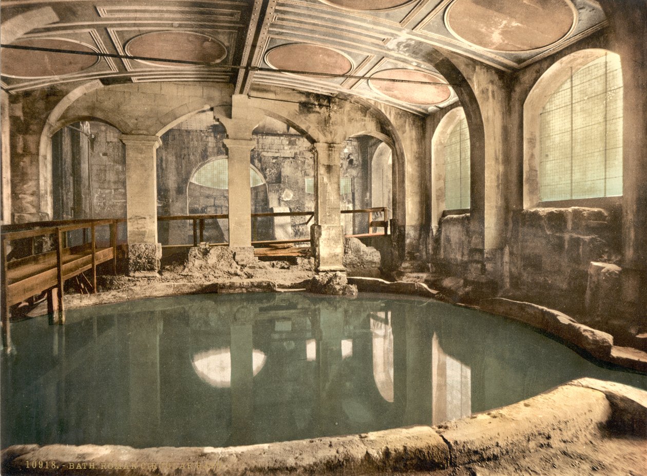 Római fürdők és apátság, Circular Bath, Bath, 1890-1900 körül (fotokróm nyomat) alkotó: Detroit Publishing Co.