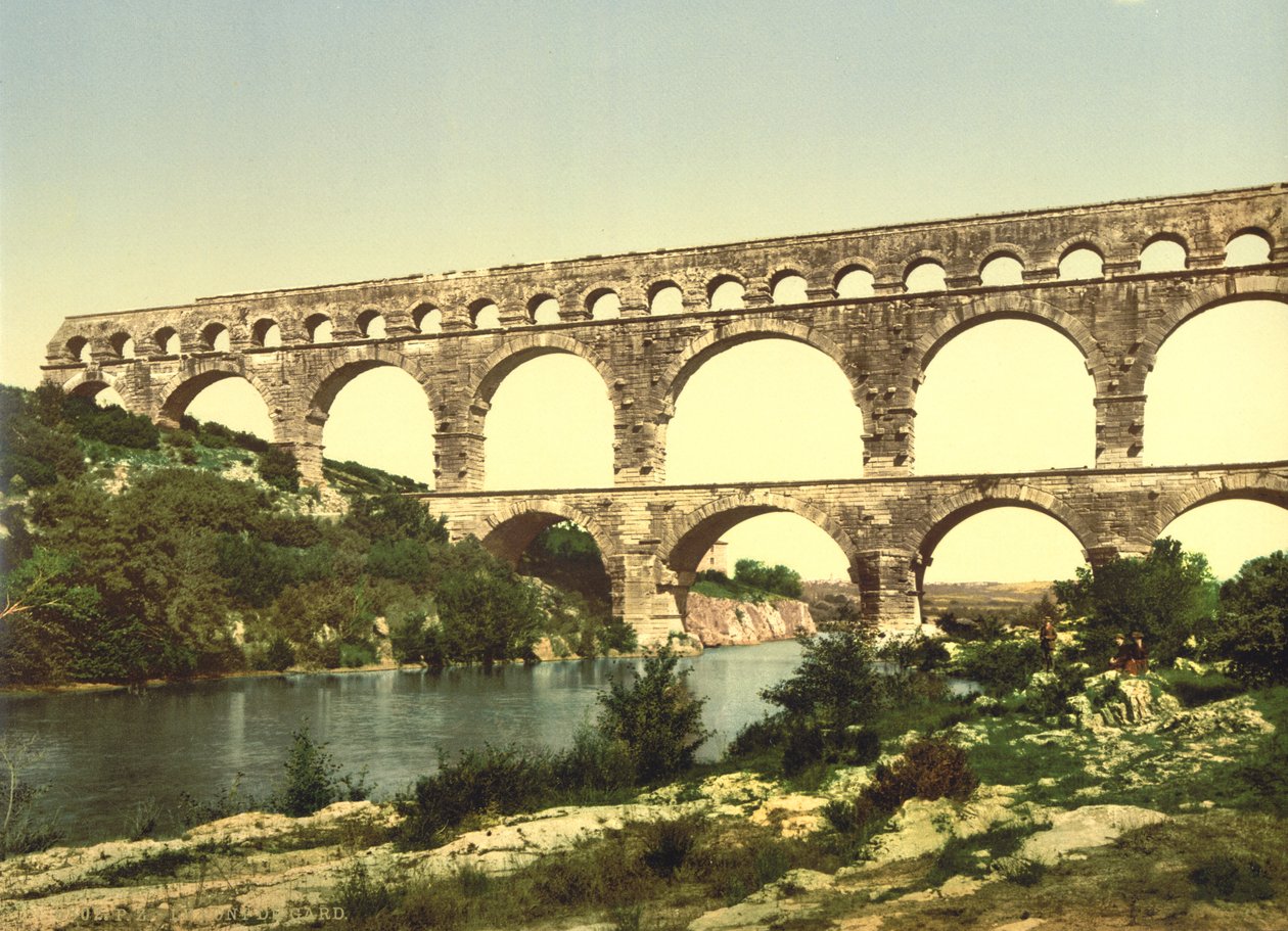 Római híd a Gardon, építette Agrippa, Nîmes, Franciaország, 1900 körül alkotó: Detroit Publishing Co.