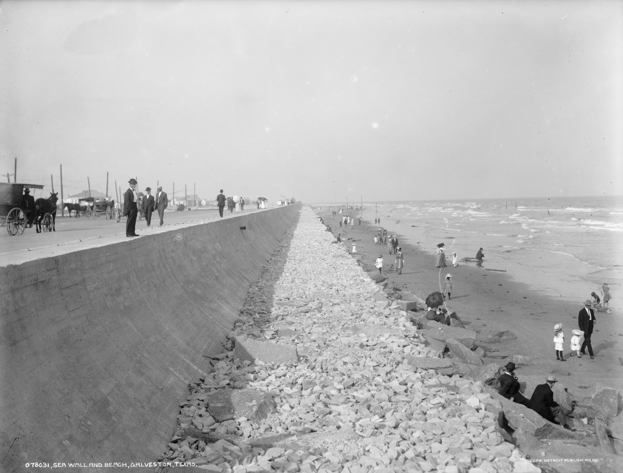 Seawall and Beach, Galveston, Texas, 1910-20 alkotó: Detroit Publishing Co.