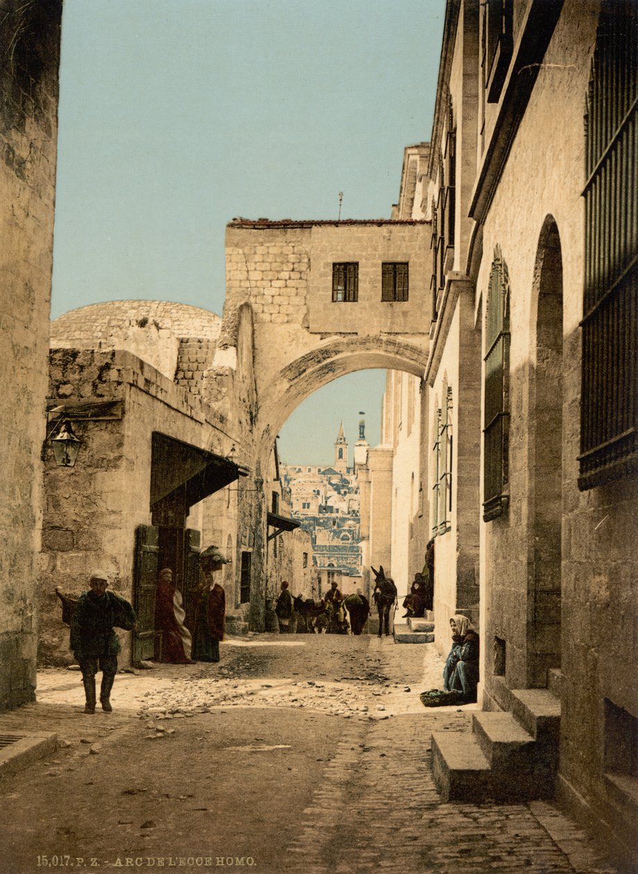Az Ecce Homo boltíve, Jeruzsálem, Szentföld, 1890-1900 körül (fotokróm nyomat) alkotó: Detroit Publishing Co.