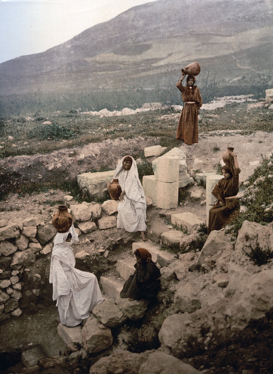 A szamaritánusok kútja Nablusnál, c. 1900 (fotomechanikus nyomat) alkotó: Detroit Publishing Co.