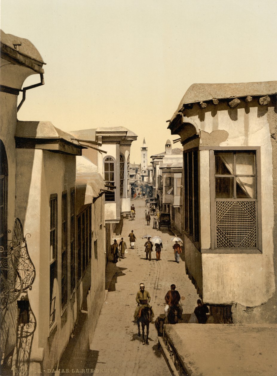 Az egyenes nevű utca, Damaszkusz, Szentföld, Szíria (fotokróm nyomat) alkotó: Detroit Publishing Co.