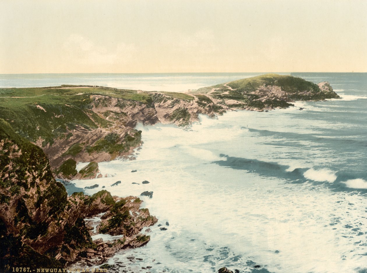 Towan Head, Newquay, Cornwall, Anglia, Photochrome Print, 1900 körül alkotó: Detroit Publishing Co.