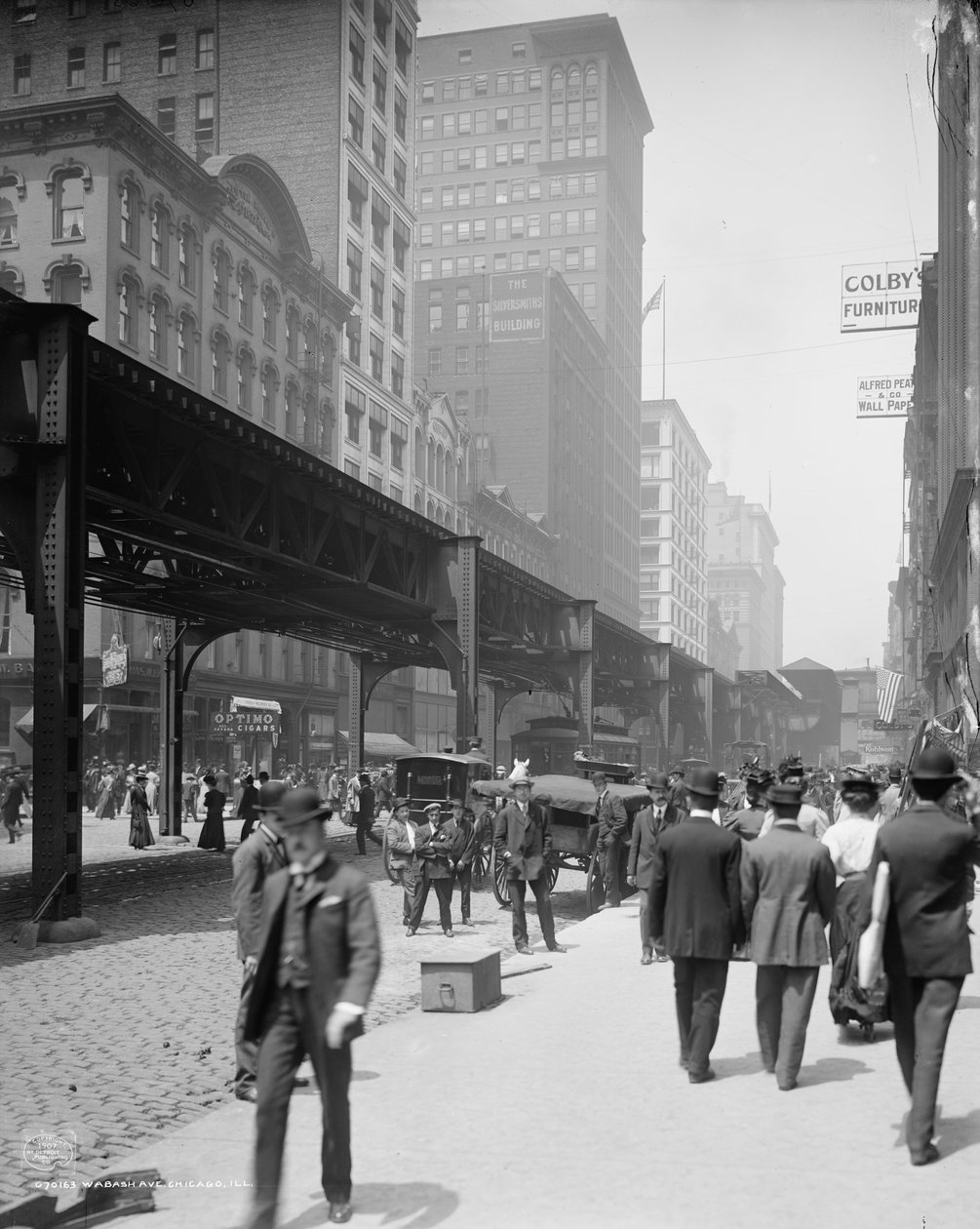 Wabash Avenue, Chicago, 1907 körül (f/w fotó) alkotó: Detroit Publishing Co.
