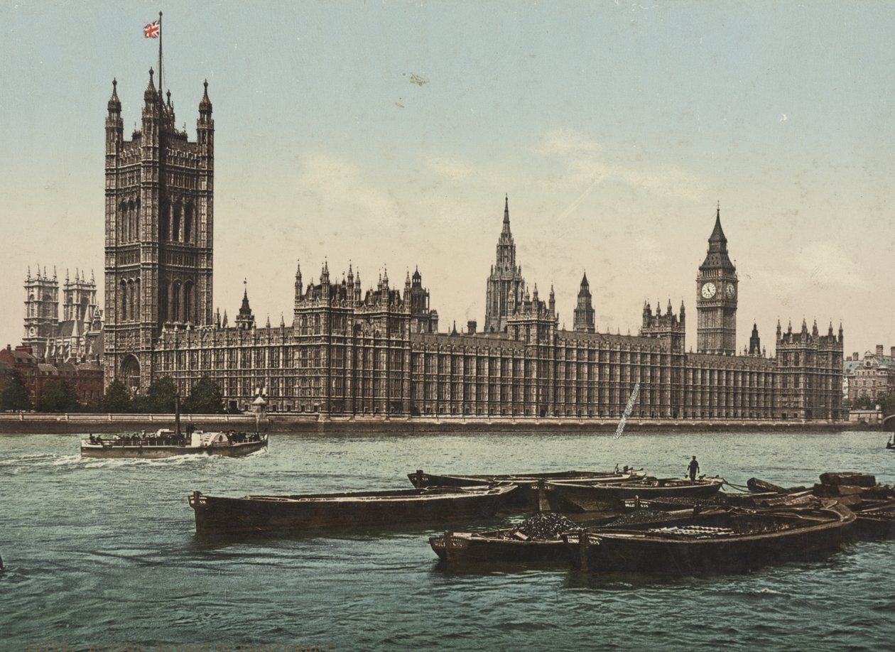Parlament házai a folyó felől, London, 1890-1900 (photochrom) alkotó: Detroit Publishing Co.