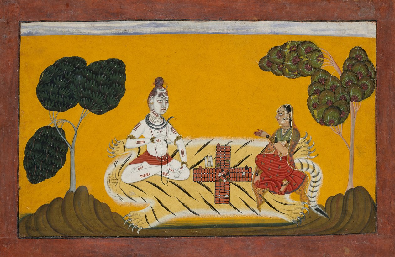 Shiva és Parvati Choppert játszik: Folio egy Rasmanjari sorozatból, 1694–95. alkotó: Devidasa of Nurpur