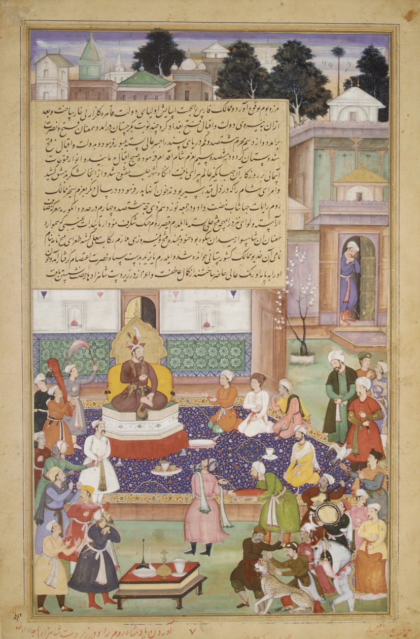 Bajazid szultán Timur előtt, Folio Akbar Akbarnama történetéből, kb. 1600. alkotó: Dharm Das