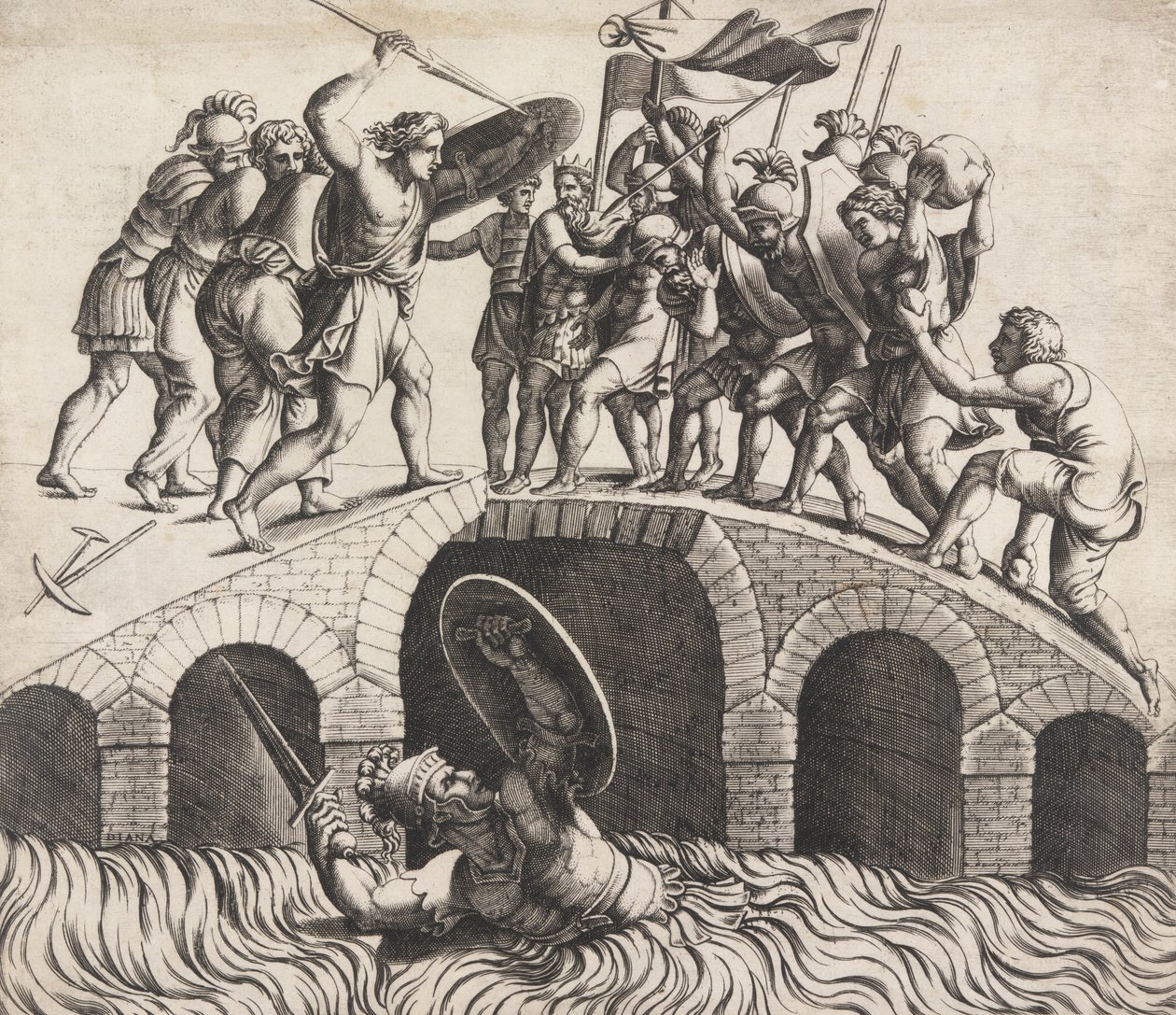 Horatio Coclès Megmenti magát úszással, 16. század. alkotó: Diana Mantuana