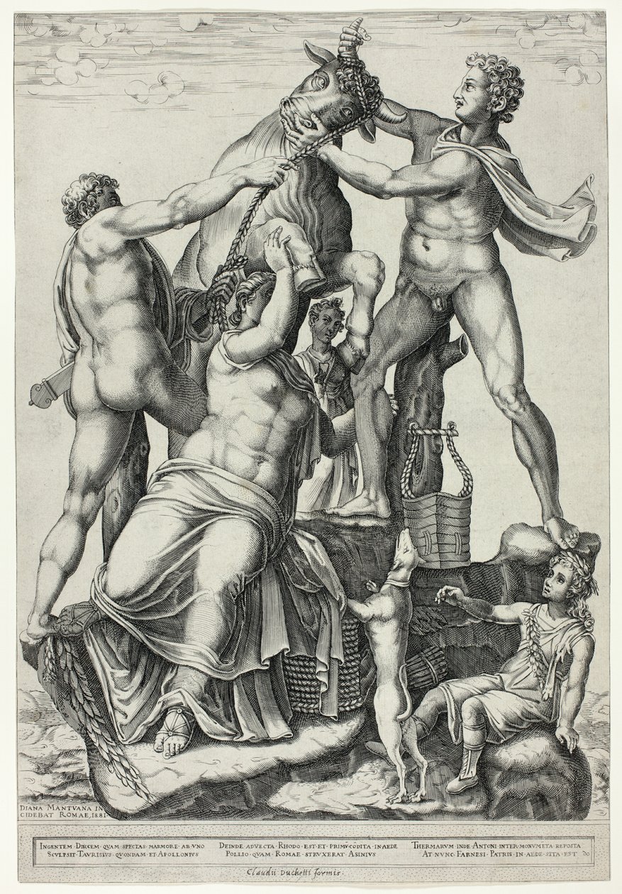 A Farnese Bull Dirce-szel, Zethusszal és Amphionnal alkotó: Diana Scultori