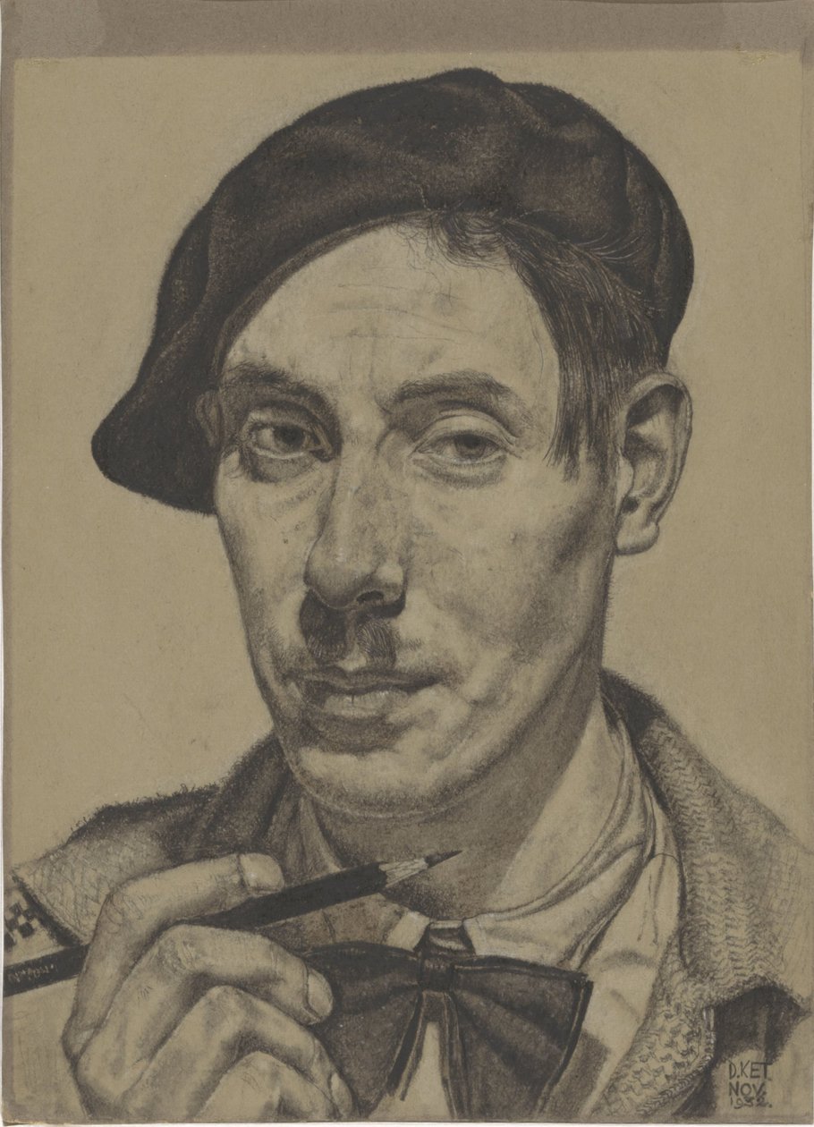 Önarckép ceruzával a kezében alkotó: Dick Ket (signed by artist)